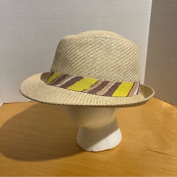 Original Panama Jack Fedora Paper Hat Straw Look Natural Woven Women’s One Size - Picture 1 of 7